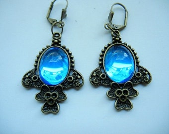 Mittelalter bronze Ohrringe in blau