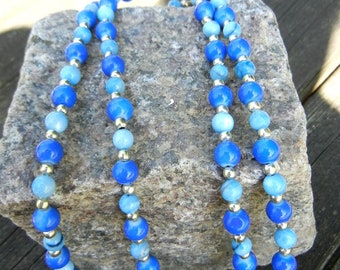 2 reihige Halskette in blau und silber