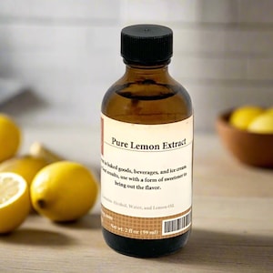 Pure Lemon Extract, Lemon Flavoring, Ice Cream and Pastry Extracts, Gift for Baker