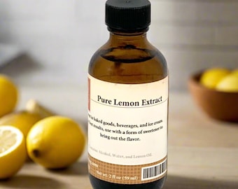 Pure Lemon Extract, Lemon Flavoring, Ice Cream and Pastry Extracts, Gift for Baker