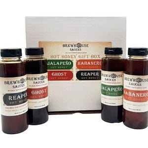 Hot Honey Gift Set - Spicy Honey Sampler - Jalapeno, Habanero, Ghost, Reaper - 4 Flavors