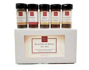 Gourmet Indian Spice Set, Flavors of India Gift Box, Tikka Masala, Curry, Garam Masala