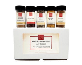 Middle Eastern Spice Gift Set - 5 Piece Gourmet Foodie Box - Authentic Za’atar, Aleppo Pepper, Shawarma Seasoning - Cooking Gift for Foodies