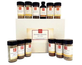 Gourmet Grilling Spice Gift Box - BBQ Rub Set - Gift for Men - Handcrafted Meat Rubs & Marinades - Pitmaster Smoking Spice Kit