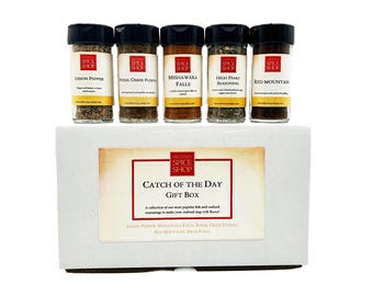 Catch of the Day Fish Seasoning Gift Box - Seafood Rub Set - Gift for Fisherman - Grilling Gift for Men - Fish Fry Battering & Spices