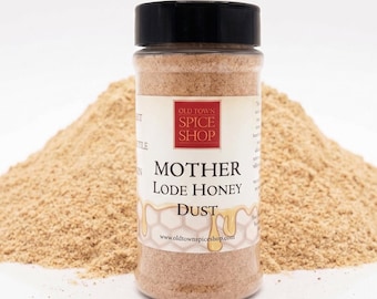 Condimento para barbacoa Mother Lode Honey Dust, sazonador dulce ahumado con sabor a corteza caramelizada.