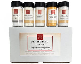 Movie Night Gift Box, Popcorn Seasonings Gift Basket, Employee Gift