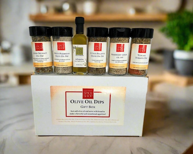 Olive Oil Dips Gift Box for Easy Entertaining - Bread Dipping Spice Blends - Gourmet Foodie Gift - Housewarming Gift - Italian Herbs Set