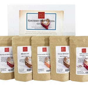 Gourmet Hot Cocoa Sample Pack: Mexican, Chai, Red Velvet, Salted Caramel, Peppermint