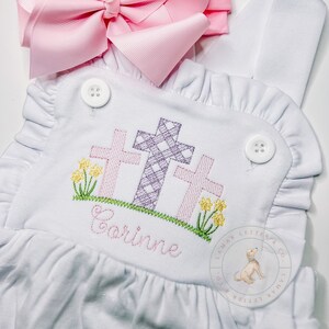 Girl Baptism Outfit | Church Outfit | Spring Girl Outfit | Easter Party | Girl Church Bubble | Cross Girl Outfit | Christian Birthday Outfit
