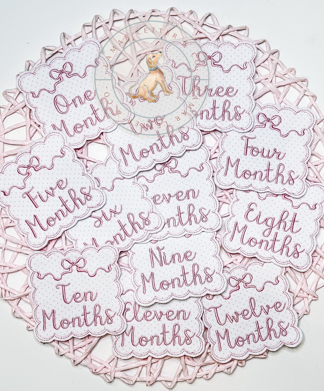 Scalloped Bow Milestone Month Cards | Pink Bow Milestone | Baby ...
