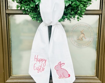 Easter Wreath Sash | Easter Bunny Wreath Sash | Spring Wreath Sash | Spring Door Decor | Bunny Easter Door Decor | Boxwood Wreath Sash