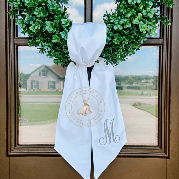 Monogram Wreath Sash | Custom Wreath Sash | Wedding Wreath Sash | Bridal Shower Wreath Sash | Custom Name | Monogram Wreath Sash | Initials