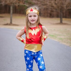 Girls inspired costume 4th of july blue and red gold metallic halloween shinny image 2