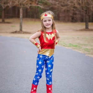 Girls inspired costume 4th of july blue and red gold metallic halloween shinny image 1