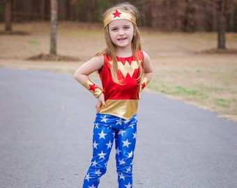 Girls inspired costume 4th of july  blue and red gold metallic halloween shinny