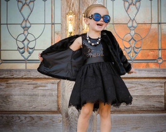 Black Lace Sequin Dress - Infant, Toddler, Girls