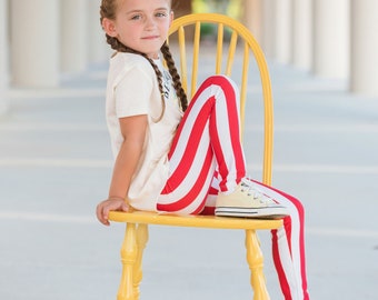 Dreaming Kids Red and White Stripe Leggings - Infant, Toddler & Girls