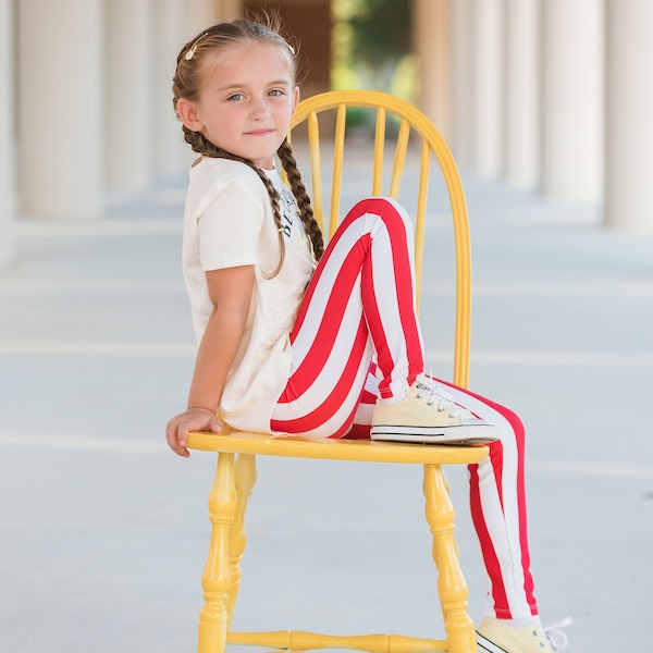 Dreaming Kids Red and White Stripe Leggings - Infant, Toddler & Girls