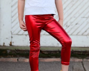 Dreaming Kids Red Metallic Leggings