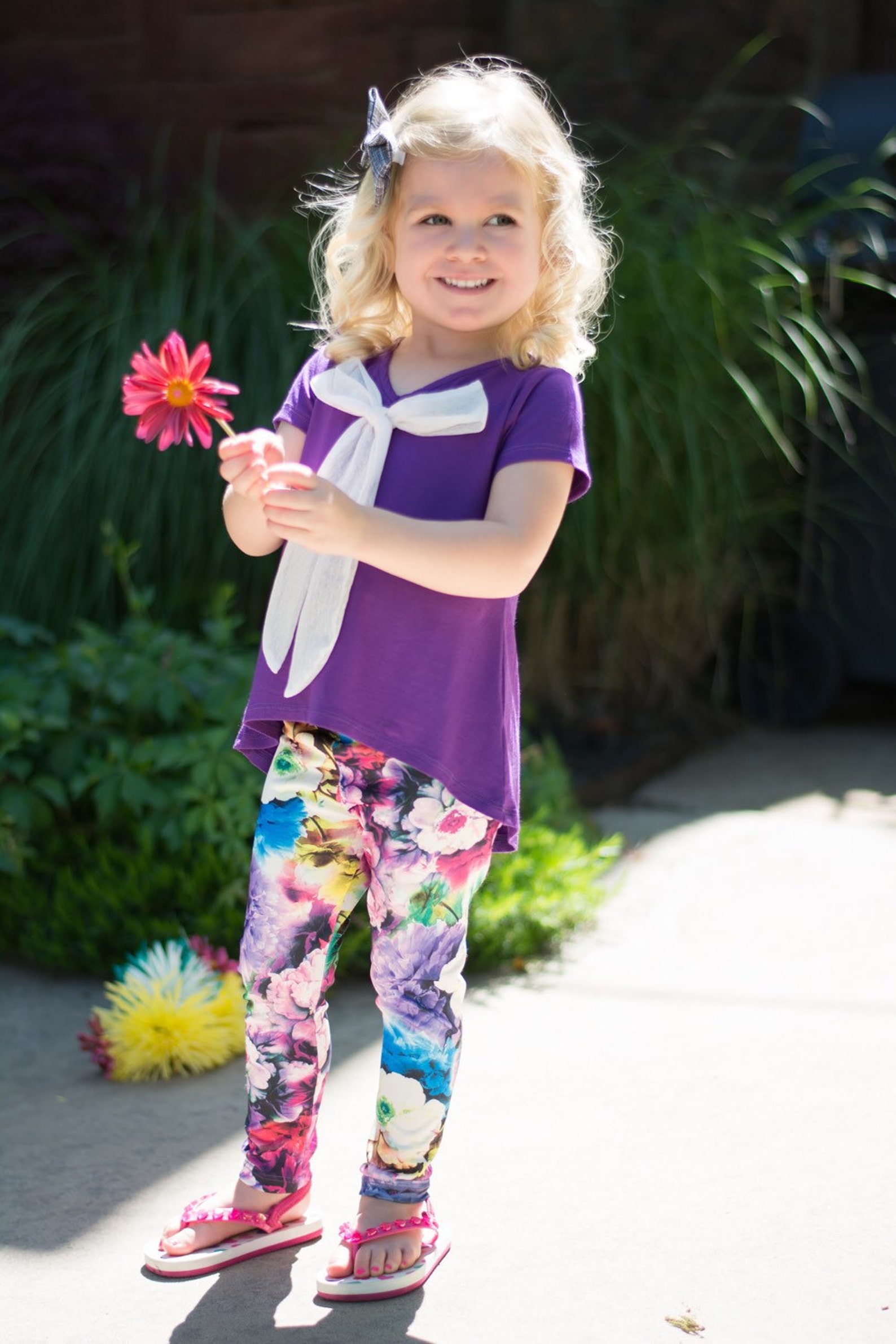 Dreaming Kids Purple Floral Leggings Infant Toddler & Girls Etsy