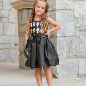 Dreaming Kids Black Silver Sequin Dress image 1