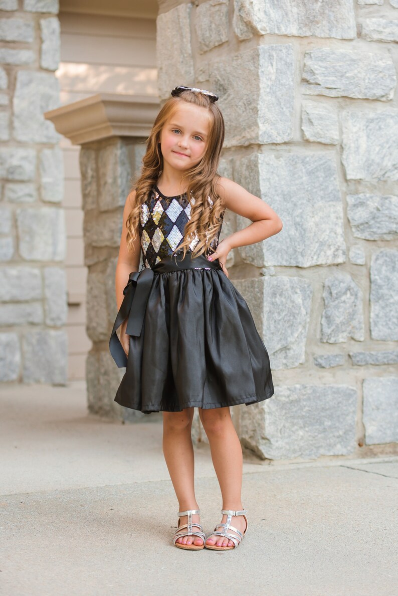 Dreaming Kids Black Silver Sequin Dress image 1