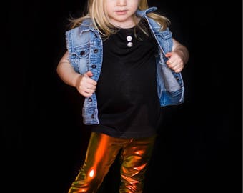 Dreaming Kids Orange Metallic Leggings