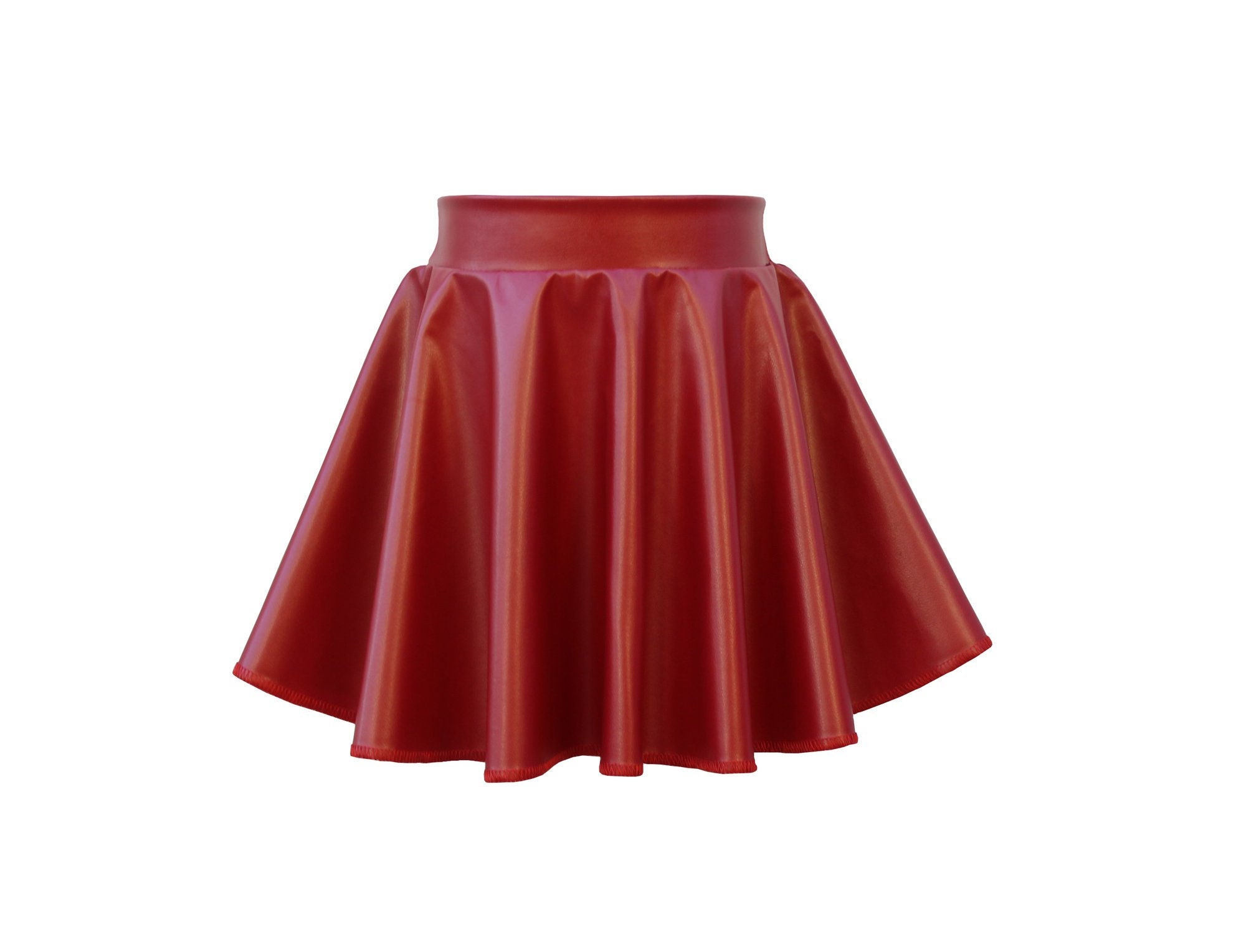 Red Faux Leather Skirt 