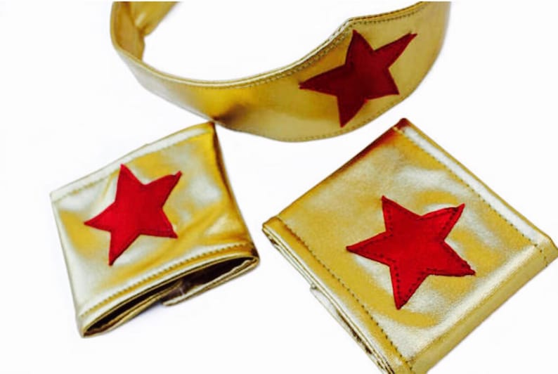Wonder Woman Costume Head Band and Arm Bands Cuffs | Etsy
