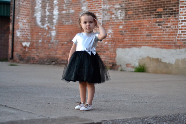 Dreaming Kids Silver & Black Tutu Cap Sleeve Dress Infant, Toddler, Girls image 3