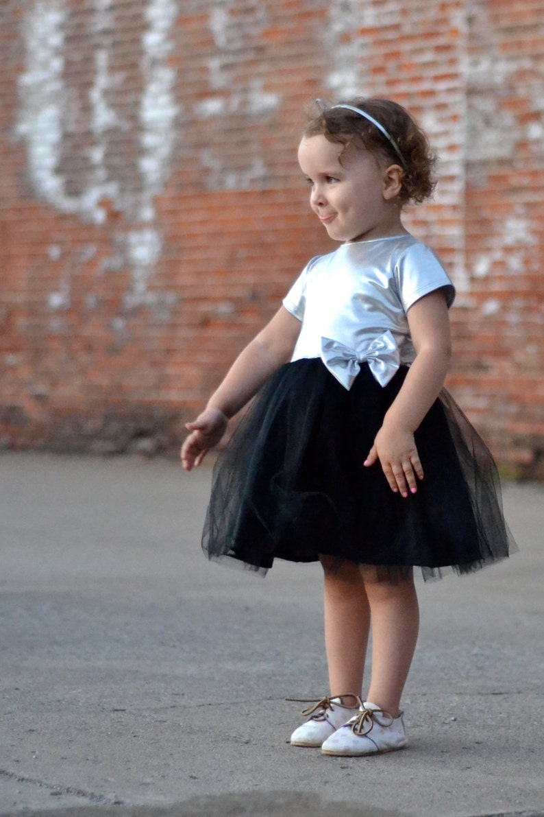 Dreaming Kids Silver & Black Tutu Cap Sleeve Dress Infant, Toddler, Girls image 2