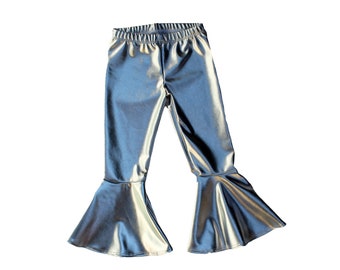 Dreaming Kids silver Metallic Leggings bell bottoms groovy