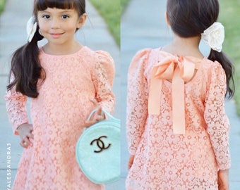 Dreaming Kids Peach Lace Dress