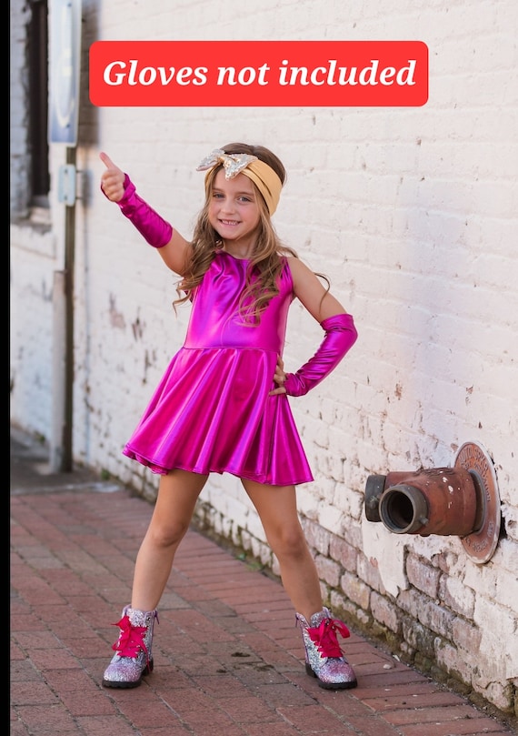 Dreaming Kids Pink Metallic Dress with gloves