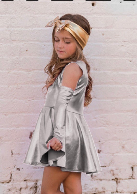 silver metallic dress