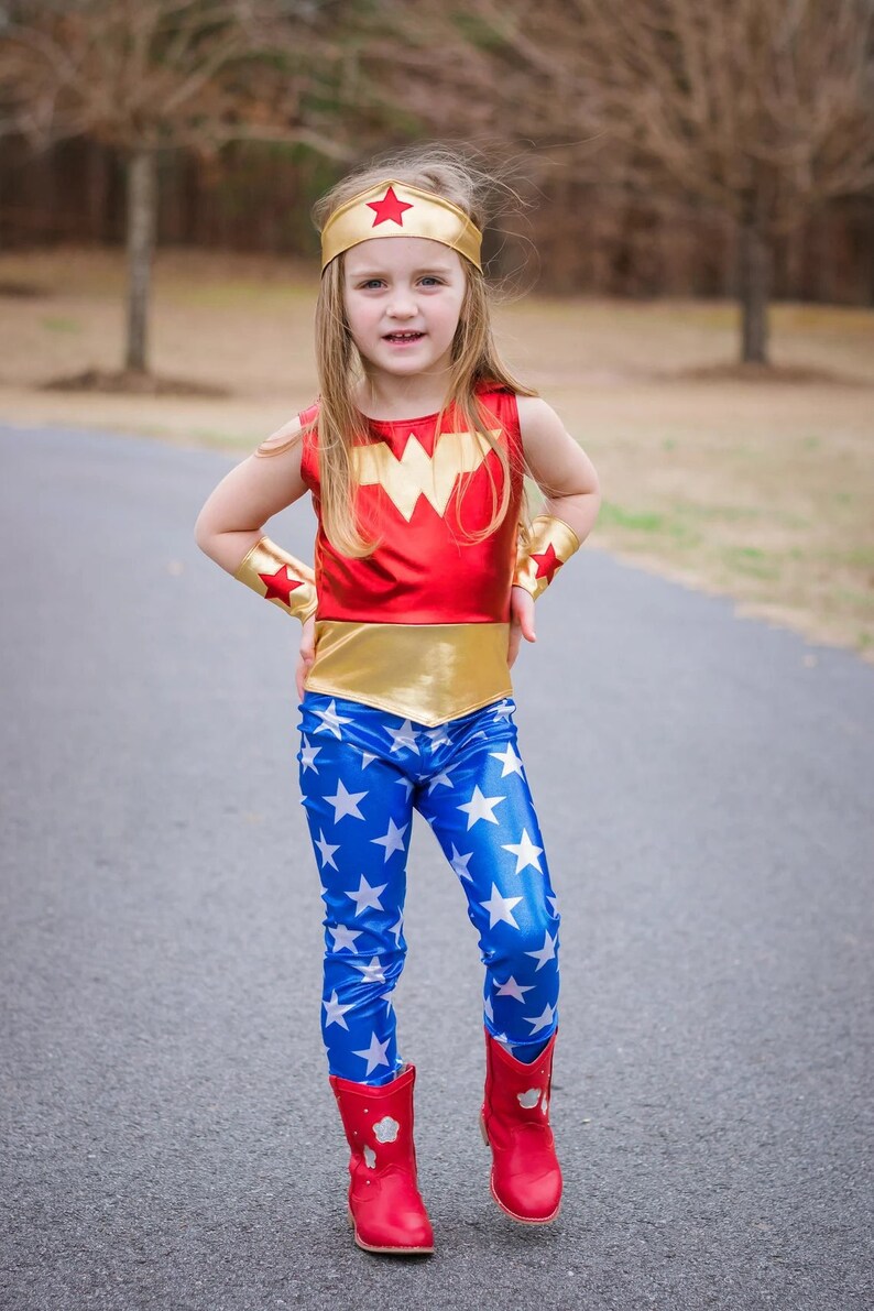 Girls inspired costume 4th of july blue and red gold metallic halloween shinny image 2