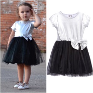 Dreaming Kids Silver & Black Tutu Cap Sleeve Dress Infant, Toddler, Girls image 1