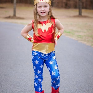Girls inspired costume 4th of july blue and red gold metallic halloween shinny image 3