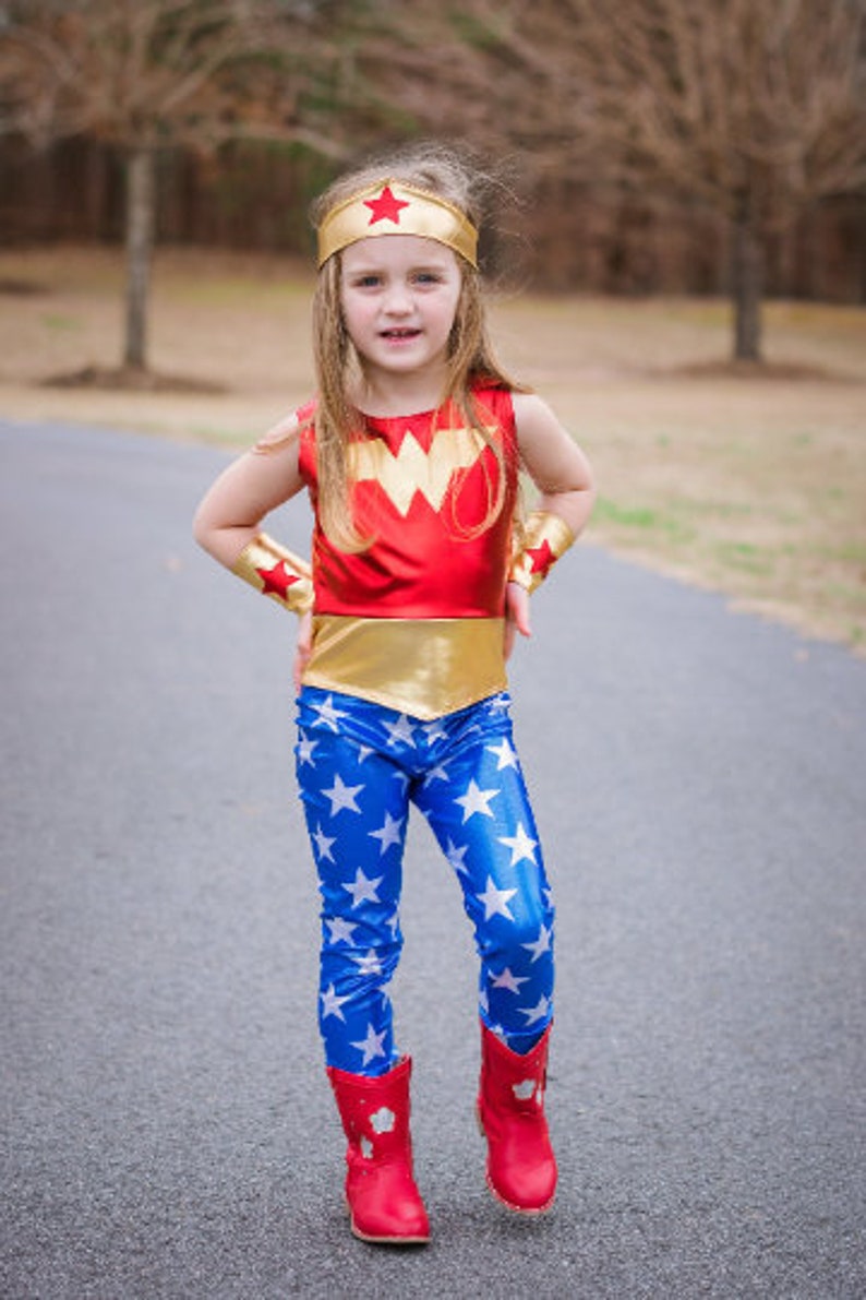 Girls inspired costume 4th of july blue and red gold metallic halloween shinny image 3