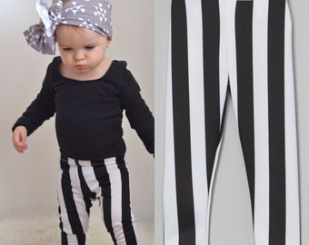 Dreaming Kids Black and Off White Stripe Leggings - Infant, Toddler & Girls beetle juice