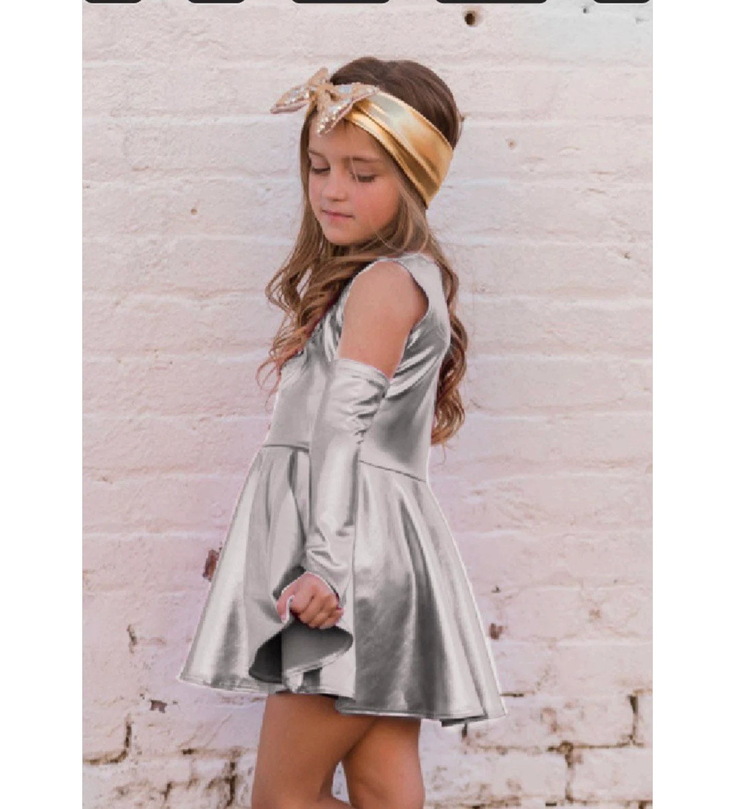 knee length dresses for ladies Silver Metal Dress – Athlah