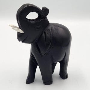 African Hand-Carved Wooden ELEPHANT Figurine  5&quot; H X 4&quot; L X 2&quot; W