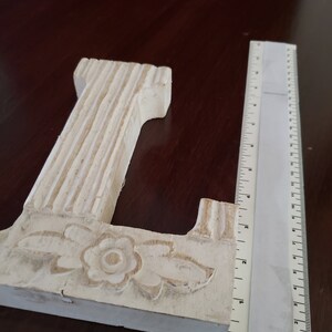 LETTER L Carved Mango Distressed Wood, 8h White Wash image 7