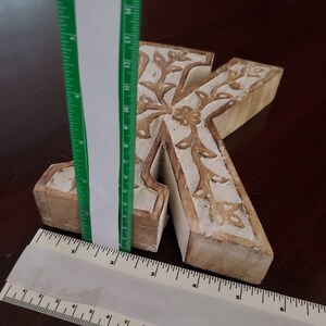 LETTER K Carved Mango Distressed Wood, 8h Antique White image 6