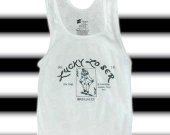 Lucky Loser Vintage Radio Station Calling Card Tank