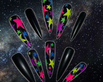 Neon Night Custom Press On Nails