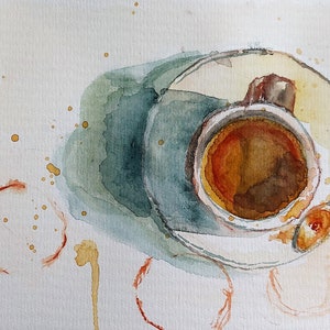 Coffee Love | Coffee Watercolor | Coffee Kitchen Decor | Original watercolor coffee cup artwork | Coffee Painting