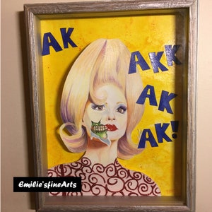Garota Marciana Marte Ataca! Mix Median Original Art emoldurado Pop Art