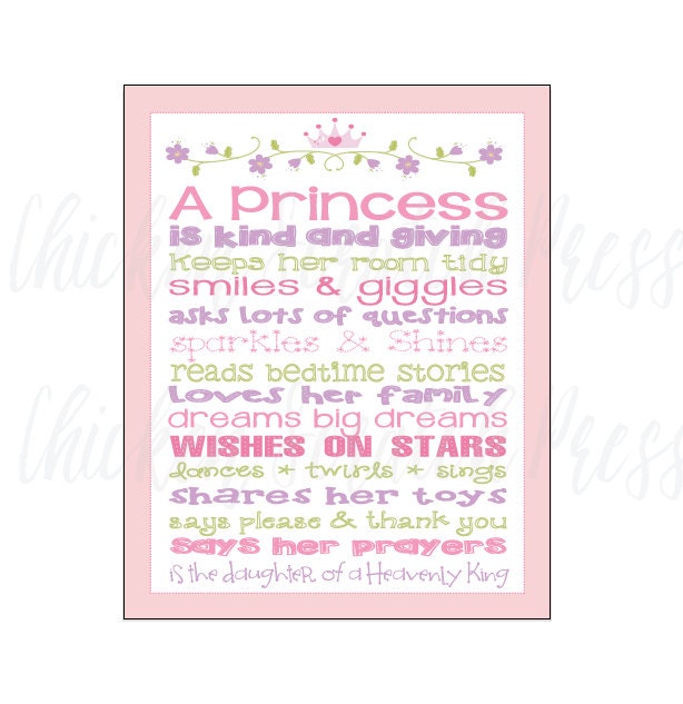 Princess Rules Instant Download Princess Wall Art Princess Etsy
